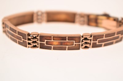 Lot 89 - Late 19th century tortoiseshell rose metal panel bracelet
