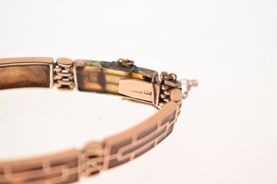 Lot 89 - Late 19th century tortoiseshell rose metal panel bracelet