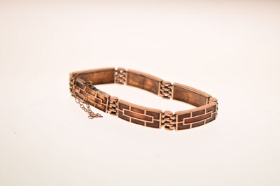 Lot 89 - Late 19th century tortoiseshell rose metal panel bracelet