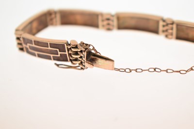Lot 89 - Late 19th century tortoiseshell rose metal panel bracelet