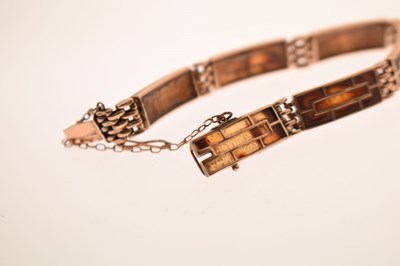 Lot 89 - Late 19th century tortoiseshell rose metal panel bracelet