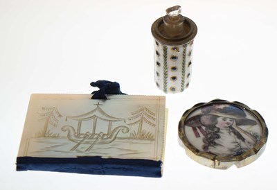 Lot 360 - Late 18th century enamel badge painted with a lady of fashion