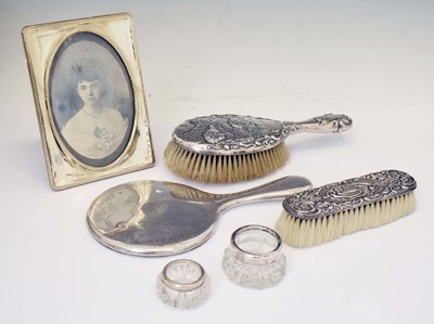 Lot 235 - Edward VII silver-backed hand mirror, an Italian silver-mounted easel photograph frame, etc