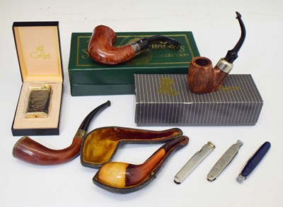Lot 409 - Collection of pipes and smoking instruments, cigar cutters, etc