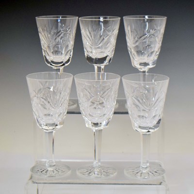 Lot 554 - Set of six Waterford Ashling pattern wine glasses, boxed