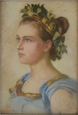 Lot 696 - Late Victorian English school - Oil pastel - Portrait of a lady
