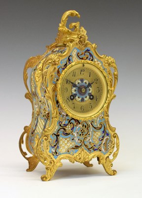 Lot 543 - Vincenti & Cie champleve clock - Rococo case