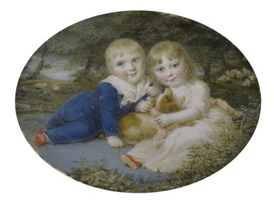 Lot 384 - Samuel Shelley (British, 1750-1808) Sir Francis Ford and his sister, Mary as children
