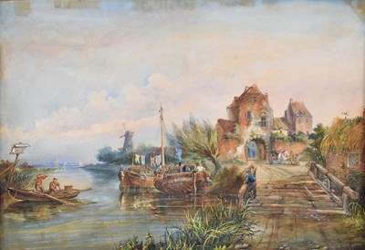 Lot 629 - Dutch School, late 19th century - Watercolour - 'Gouda'