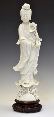 Lot 347 - Chinese Dehua blanc de chine porcelain figure of Guanyin