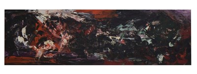 Lot 693 - 20th century school - Abstract oil on board - 'Stampede'