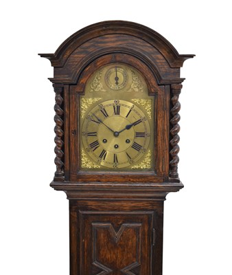 Lot 689 - Gustav Becker - Early 20th century oak cased chiming 'grandmother' longcase clock