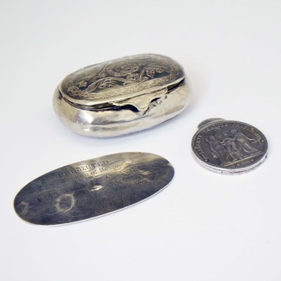 Lot 223 - Late 19th / early 20th centuryplated eastern snuff box, etc