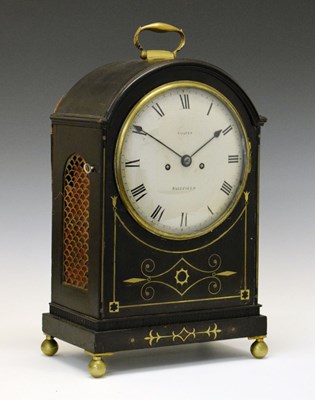 Lot 537 - Regency ebonised and cut brass  twin fusee bracket clock - Coates, Wakefield