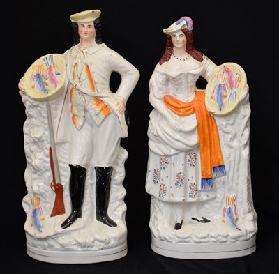 Lot 566 - Pair of 19th century large Staffordshire figures