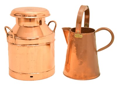 Lot 369 - Copper milk churn and jug