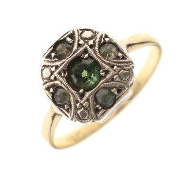 Lot 35 - Art Deco green and white paste dress ring