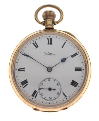 Lot 147 - Waltham, Massachusetts, USA - 9ct gold cased open face pocket watch, 81.9g gross approx