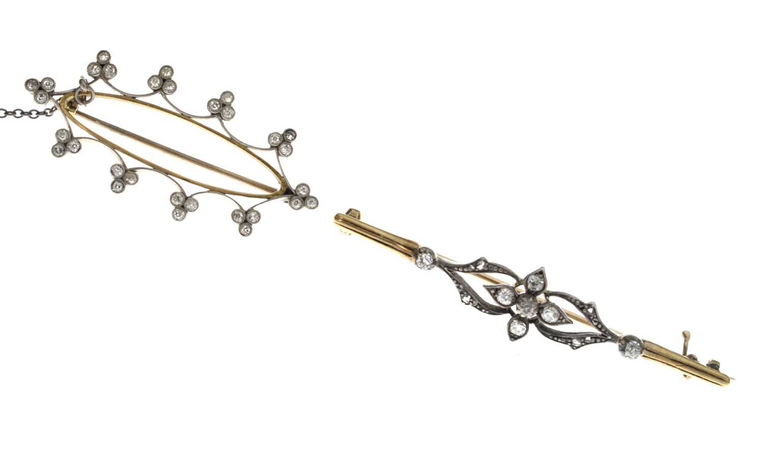 Lot 34 - Two diamond set early 20th century brooches