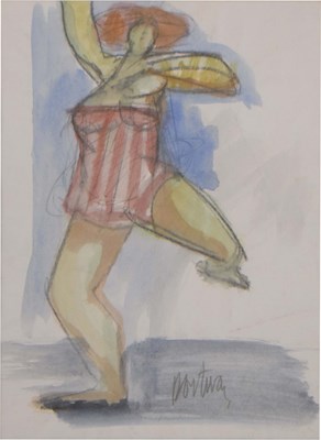 Lot 636 - Douglas Owen Portway (South African, 1922-1993) - Charcoal and watercolour - Female study