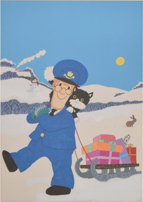 Lot 692 - Attributed to Joan Hickson (b.1929) - Acrylic on paper - Postman Pat