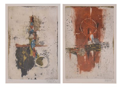 Lot 685 - Johnny Friedlaender (German, 1912-1992) - Two colour etchings - 'Variation in Red'
