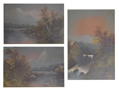Lot 721 - W. Collins (late 19th / early 20th century) - Oil on paper - Three landscape studies