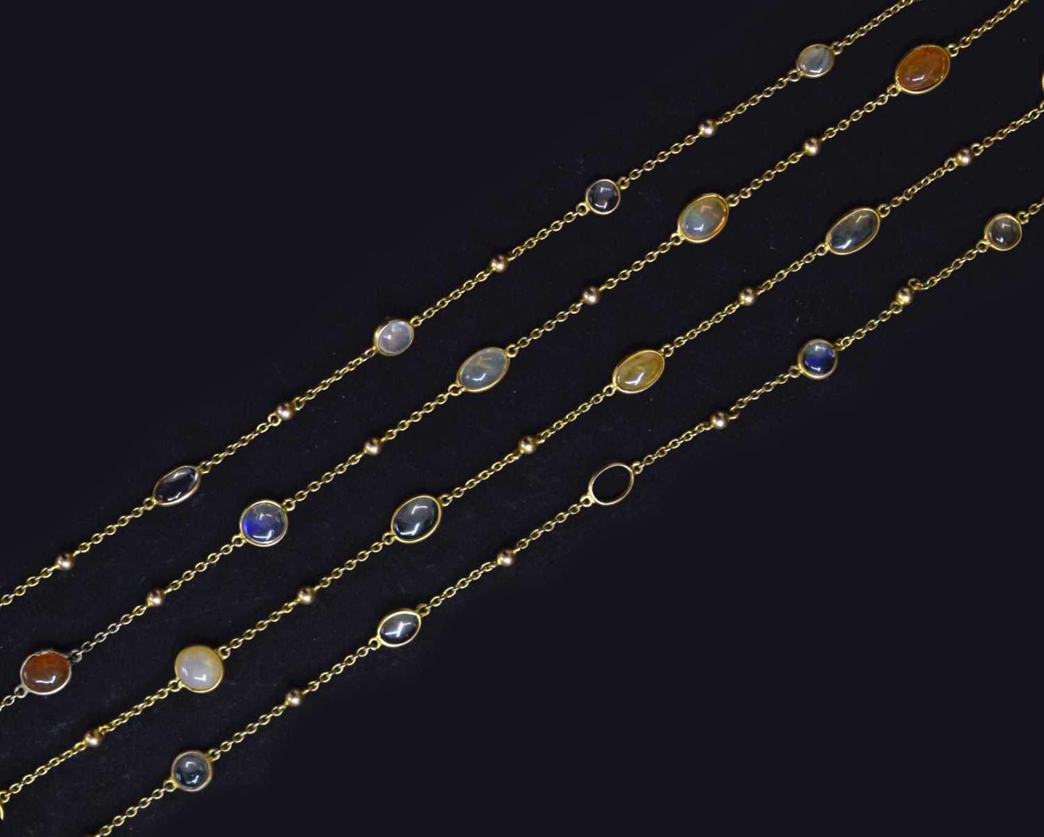 Lot 67 - Early 20th century opal 9ct rose gold necklace