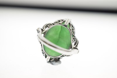 Lot 30 - Chinese jade and diamond 18k white gold ring