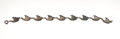 Lot 81 - Volmer Bahner (1912-1995) - Danish sterling silver and enamel 'Viking longship' bracelet