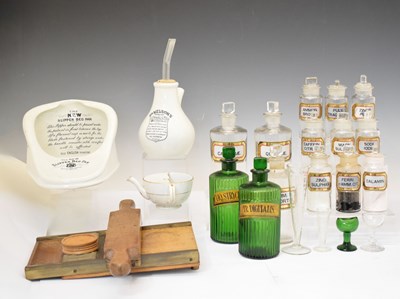 Lot 370 - A collection of pharmaceutical items and vintage bottles