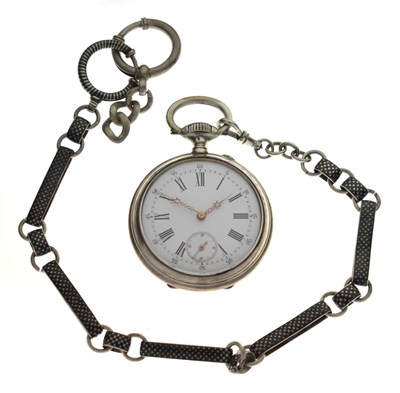 Lot 203 - Early 20th century Continental white metal open-face pocket watch