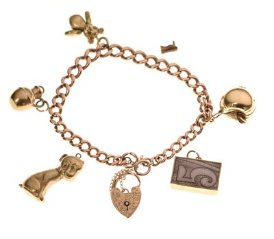 Lot 114 - 9ct rose gold charm bracelet