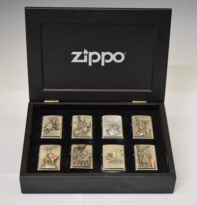 Lot 390 - Zippo - Set of eight Knights Templar brushed chrome lighters