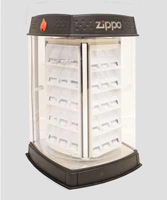 Lot 394 - Zippo point of sale counter top shop display stand, with revolving stand for 60 lighters