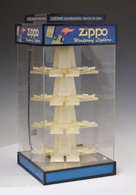Lot 395 - Zippo vintage point of sale counter top shop display stand, with revolving stand for 36 lighters