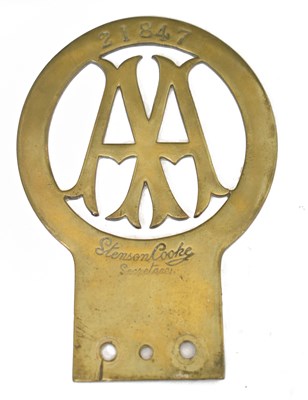 Lot 445 - Early 20th century AA Stenson Cooke brass badge