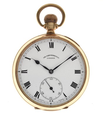 Lot 146 - Sir John Bennett - George V 9ct gold open face pocket watch