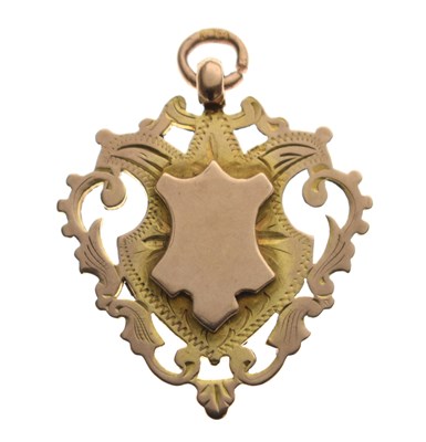 Lot 127 - Victorian shield-shaped 9ct gold fob