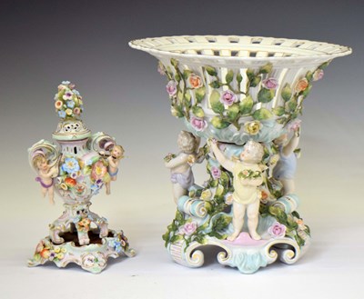 Lot 637 - German Sitzendorf porcelain table centre
