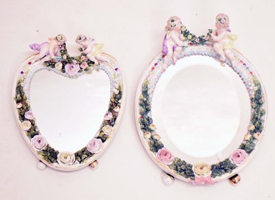 Lot 635 - Sitzendorf mirror, circa 1900, etc