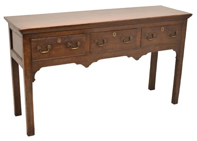 Lot 821 - Small George III style oak low dresser, 19th century