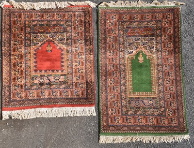 Lot 698 - Two Middle Eastern style wool prayer rugs