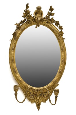 Lot 498 - Late 19th century giltwood and gesso girandole wall mirror