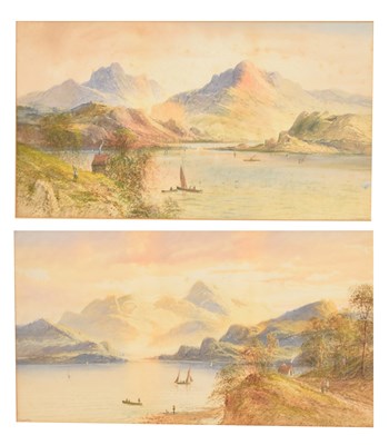 Lot 715 - L. Lewis (late 19th / early 20th century) - Pair of watercolours - Mountainous lake scenes
