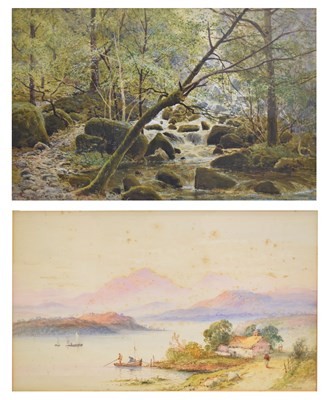 Lot 716 - F. Pearson - Watercolour - Mountainous lake scene