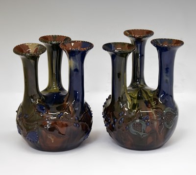 Lot 329 - Elton Ware (Clevedon) pair of slipware pottery vases