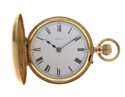 Lot 142 - Edwardian 18ct gold half hunter fob watch