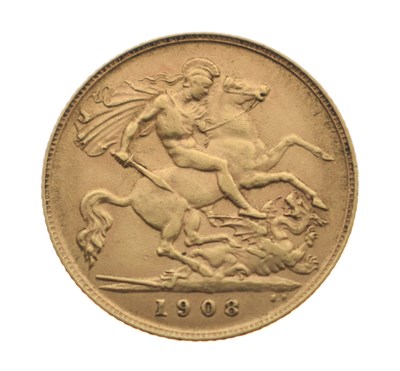 Lot 203 - Edward VII gold half sovereign, 1908
