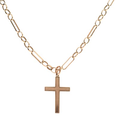 Lot 98 - 9ct rose gold cross pendant necklace